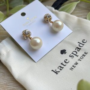 Kate Spade Drop Earrings in Cream and Gold Tone